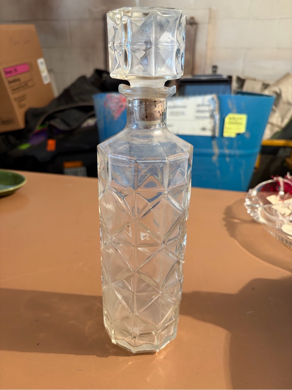 Cut Glass Crystal-Style Decanter - Clear Glass